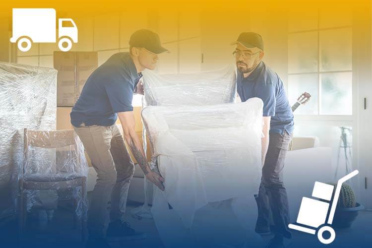 professional movers carrying furniture during a move, article cover graphic